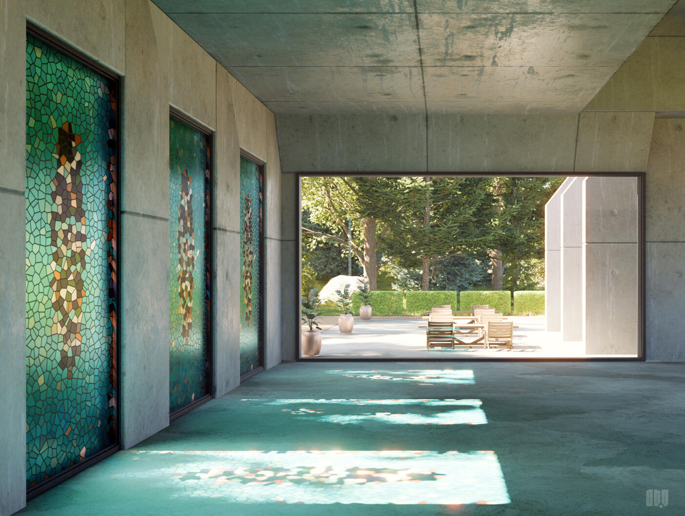 Concrete Gathering Hall Render